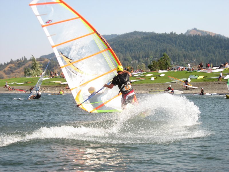 Jibing at the Event Site in Hood River. I fell 8 seconds later.