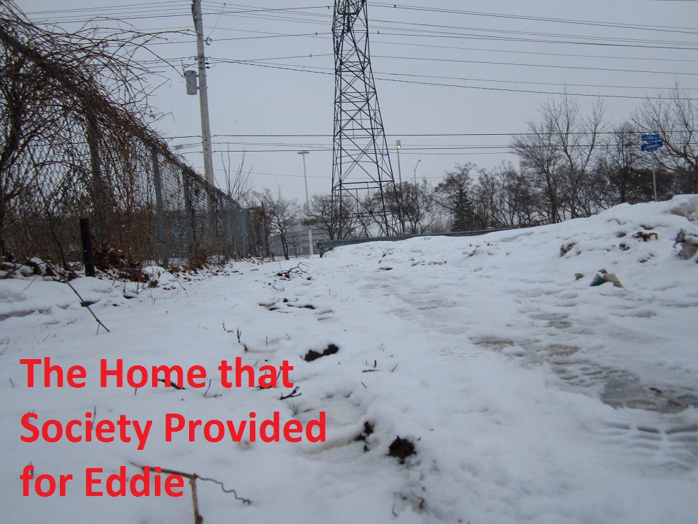 The Home that Society Provided for Eddie; a frozen sidewalk